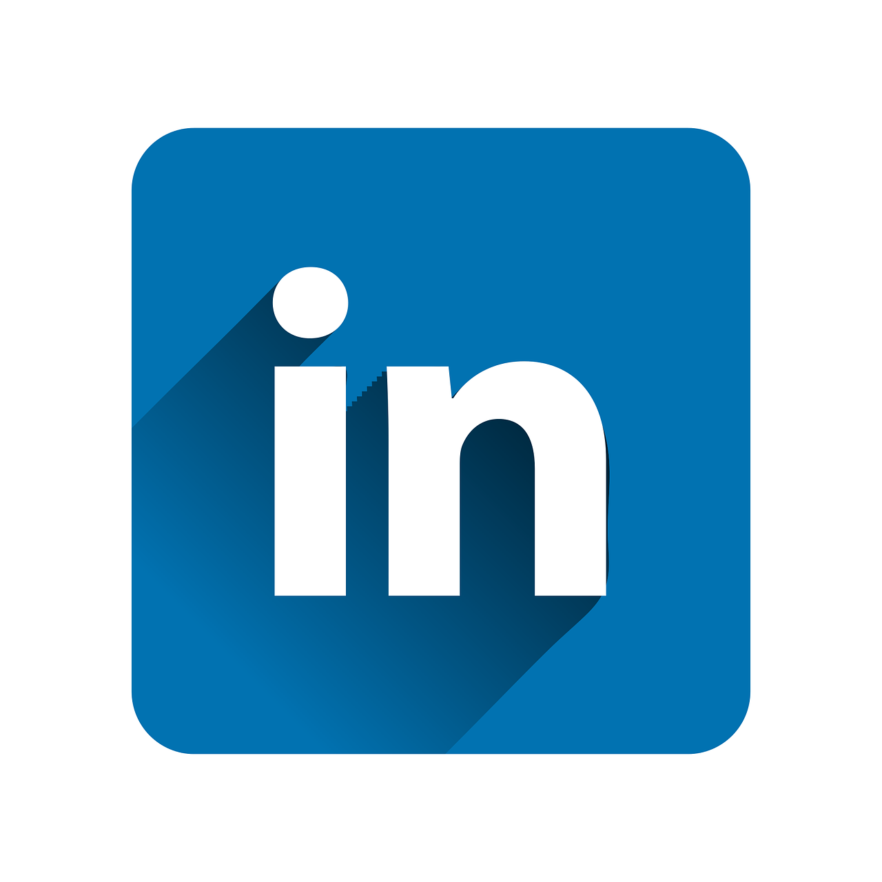 A picture of a blue rounded square with the word in inside of the square in white bolded.